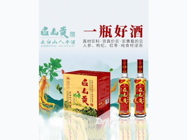 白山贡长白山人参酒45度480mlx12瓶