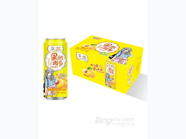 果然肉多黄桃果粒复合果汁饮料485ml