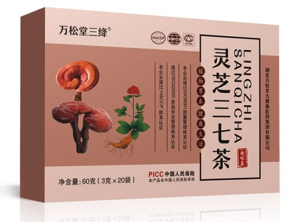 神农寨牌 三七灵芝茶 湖北万松堂大健康医药集团生产