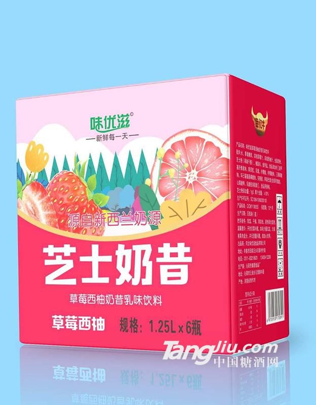 味优滋芝士奶昔草莓西柚味1.25L&times;6瓶