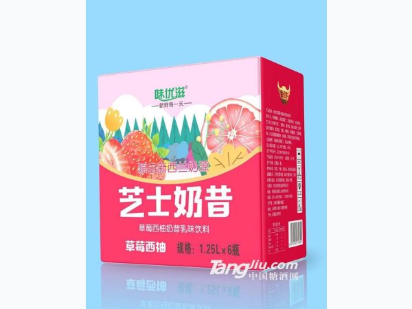 味优滋芝士奶昔草莓西柚味1.25L&times;6瓶